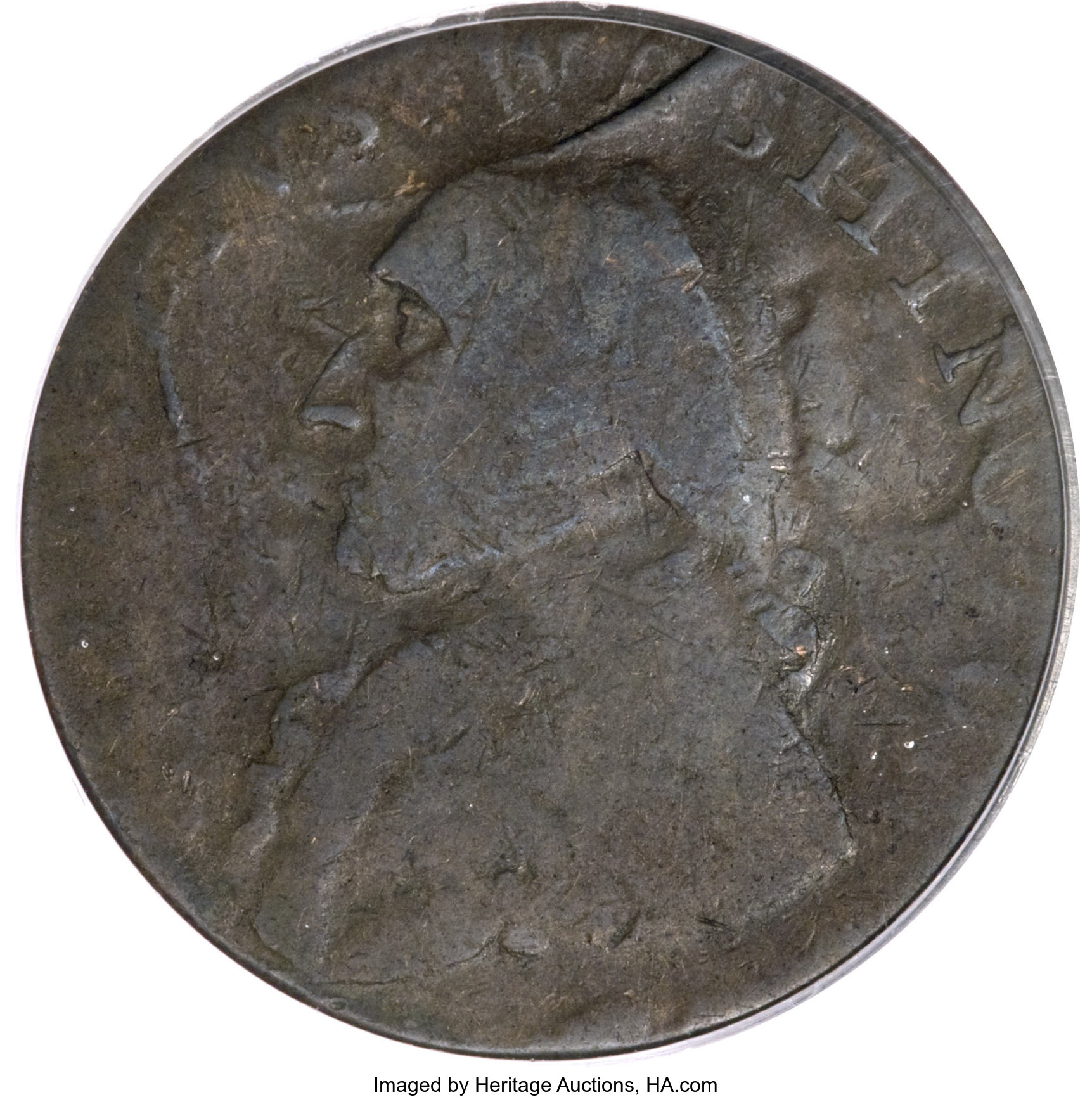 image for: 1795 1/2P Washington North Wales Halfpenny, Two Stars at Each Side of Harp Fine 15 PCGS....