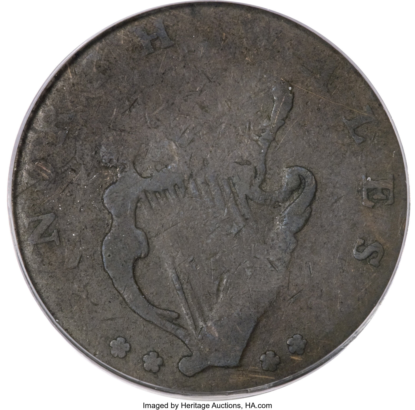 image for: 1795 1/2P Washington North Wales Halfpenny, Two Stars at Each Side of Harp Fine 15 PCGS....