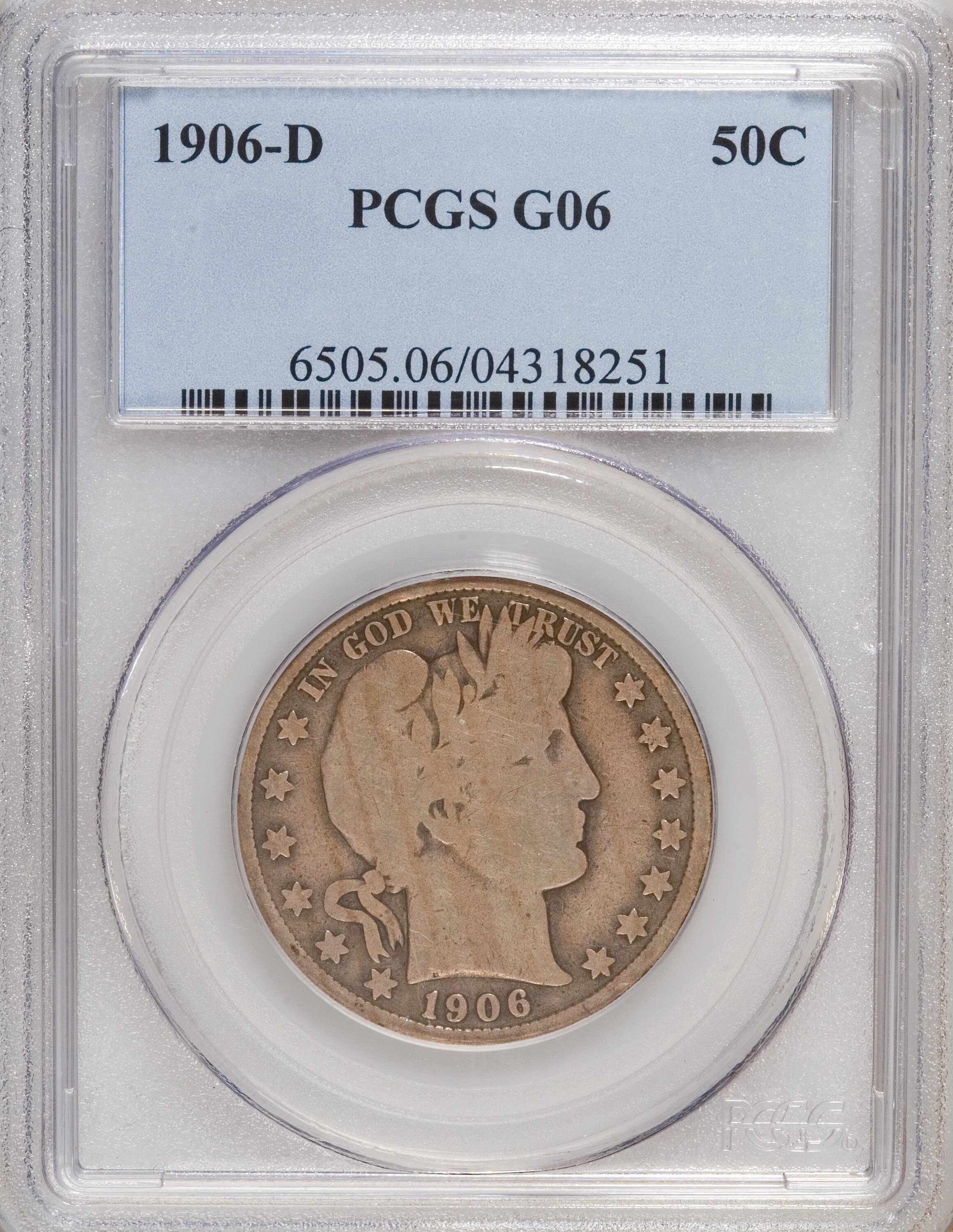 1906-D 50C Good 6 PCGS and a 1913-S VG10 PCGS. ... (Total: 2 coins)