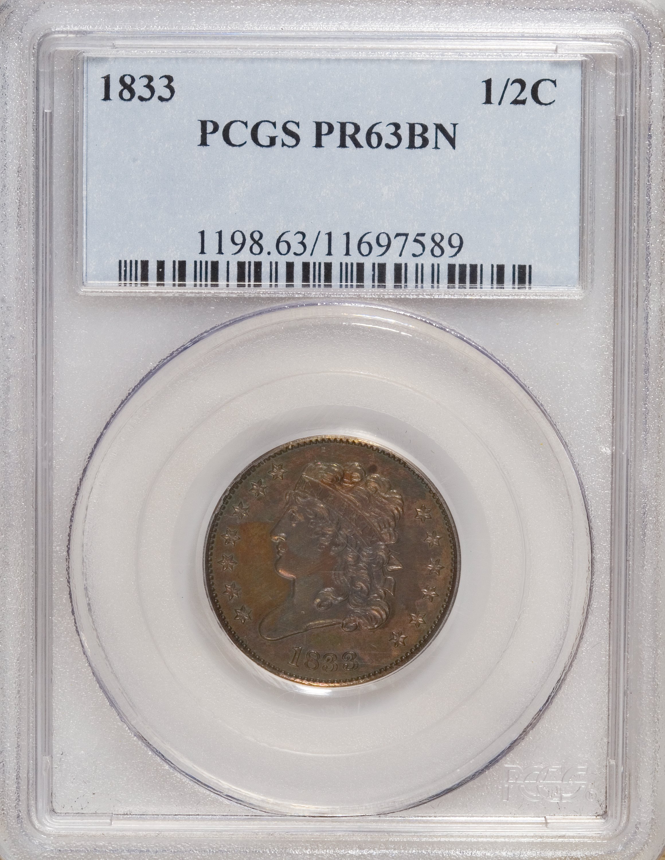 1833 1/2c PR BN PR63 BN thumbnail 8