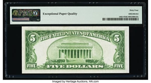 image for: Fr. 1955-F $5 1934 Federal Reserve Note. PMG Choice Uncirculated 64 EPQ....