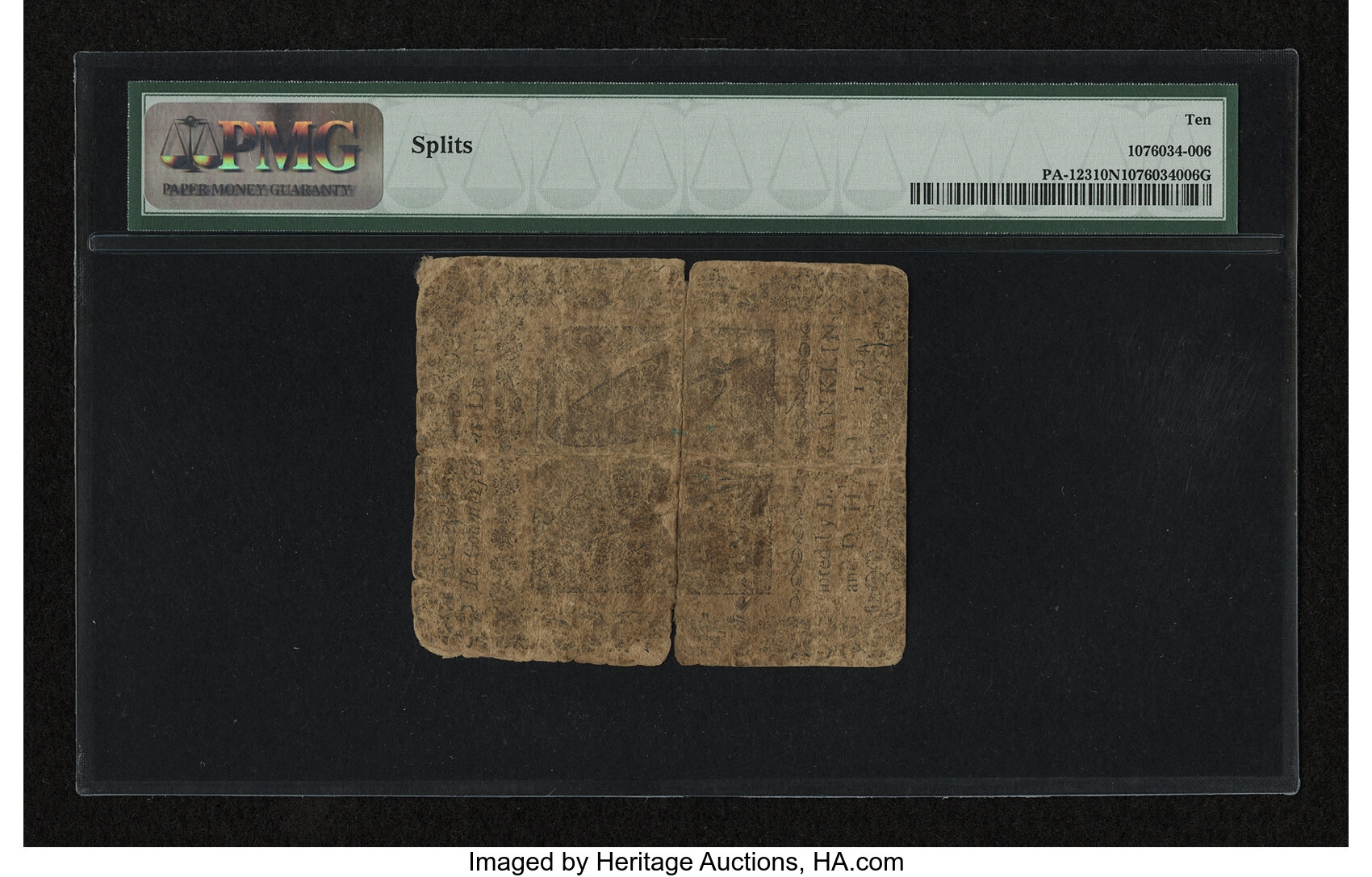 image for: Pennsylvania June 18, 1764 5s PMG Very Good 10 Net....