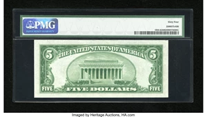 image for: Fr. 1955-K $5 1934 Light Green Seal Federal Reserve Note. PMG Choice Uncirculated 64....