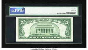 image for: Fr. 1955-K $5 1934 Light Green Seal Federal Reserve Note. PMG Choice Uncirculated 64....
