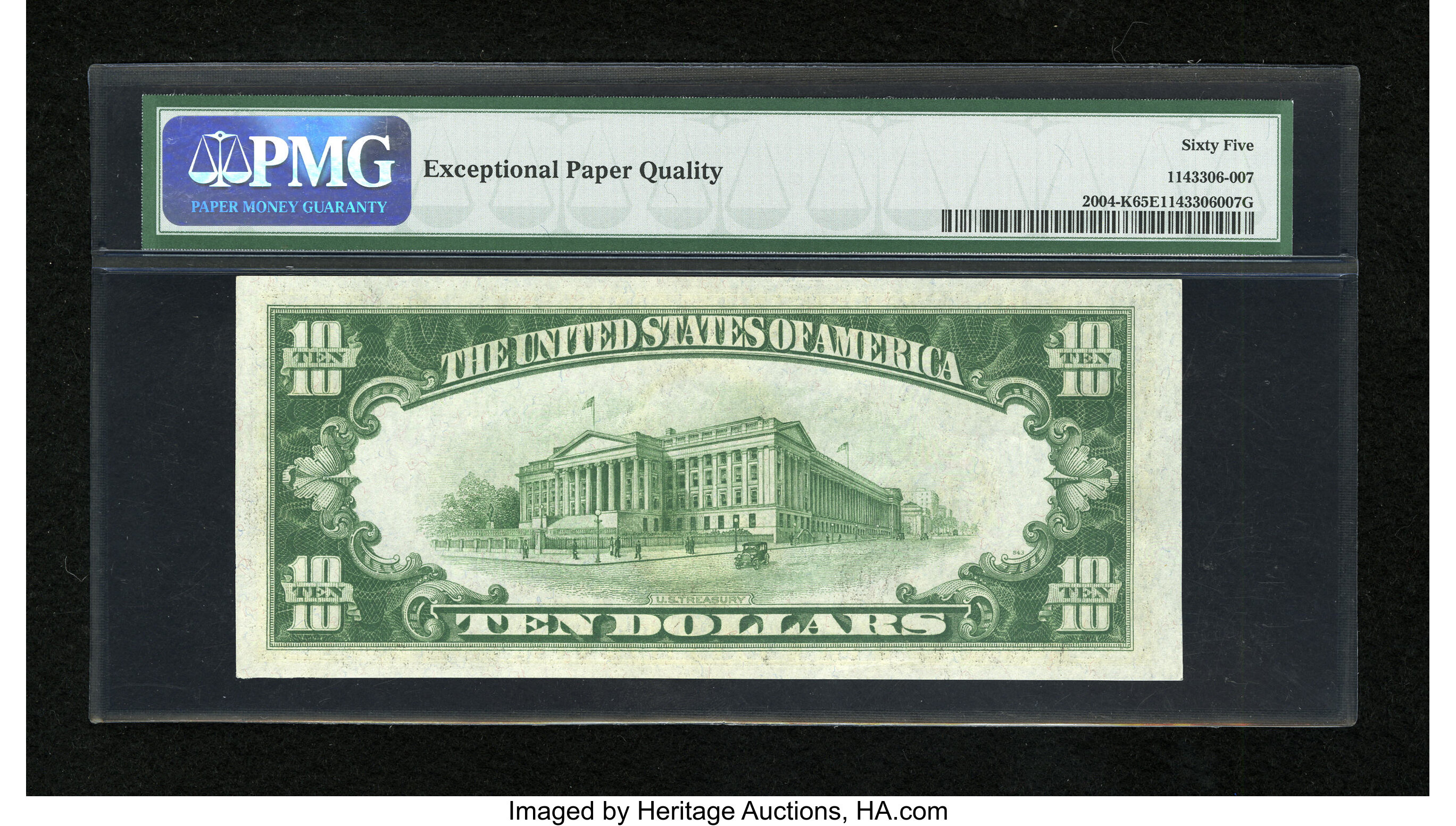 image for: Fr. 2004-K $10 1934 Dark Green Seal Federal Reserve Note. PMG Gem Uncirculated 65 EPQ....