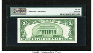 image for: Fr. 1955-K $5 1934 Light Green Seal Federal Reserve Note. PMG Choice Uncirculated 64 EPQ....