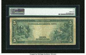 image for: Fr. 866 $5 1914 Federal Reserve Note PMG Very Good 10....