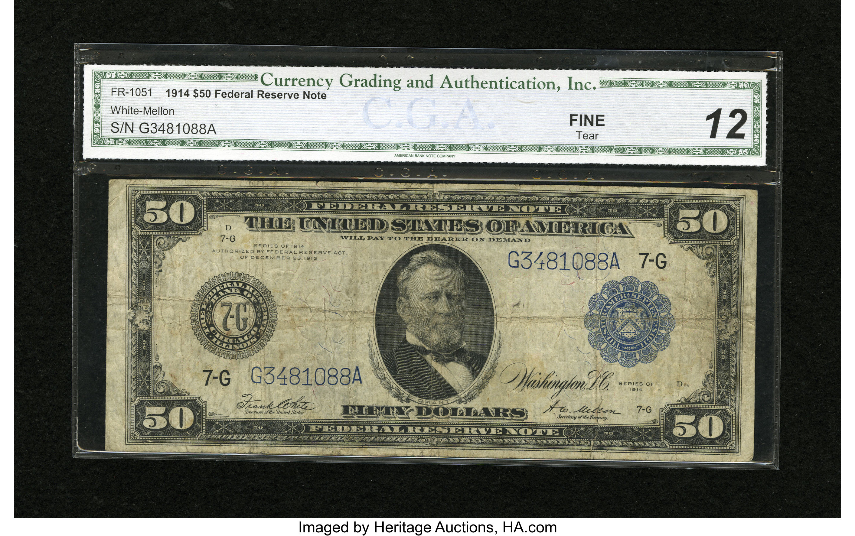 image for: Fr. 1051 $50 1914 Federal Reserve Note CGA Fine 12....