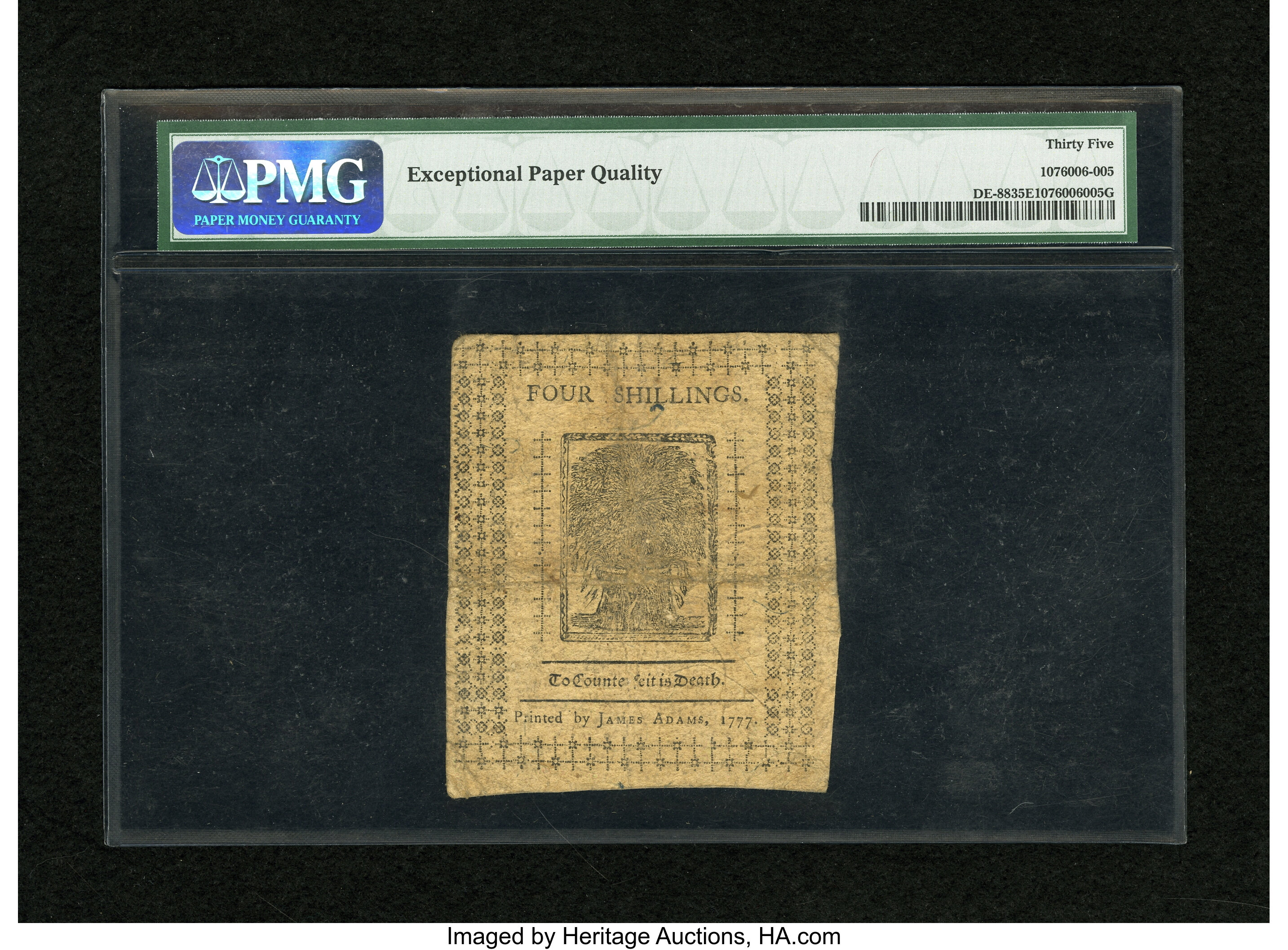 image for: Delaware May 1, 1777 4s PMG Choice Very Fine 35 EPQ....