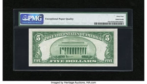 image for: Fr. 1955-K $5 1934 Light Green Seal Federal Reserve Note. PMG Choice Uncirculated 64 EPQ....