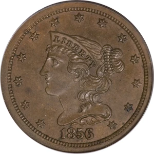 image for: 1856 1/2 C PR64 Brown PCGS....
