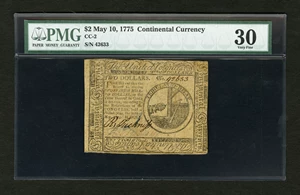 image for: Continental Currency May 10, 1775 $2 PMG Very Fine 30....