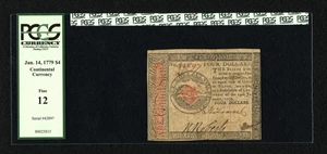 image for: Continental Currency January 14, 1779 $4 PCGS Fine 12....