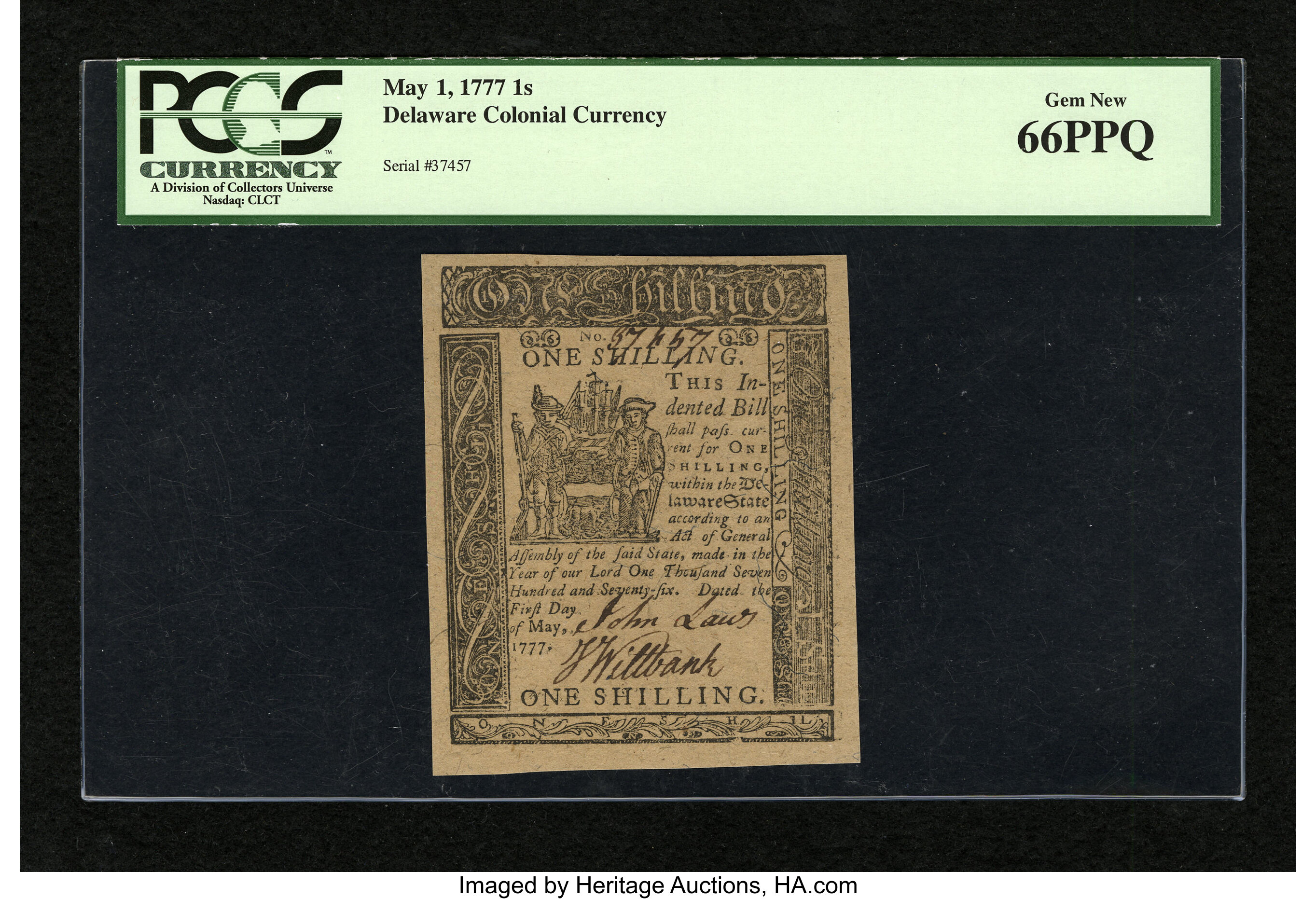 image for: Delaware May 1, 1777 1s PCGS Gem New 66PPQ....