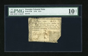 image for: Georgia 1776 $1/4 PMG Very Good 10 Net....