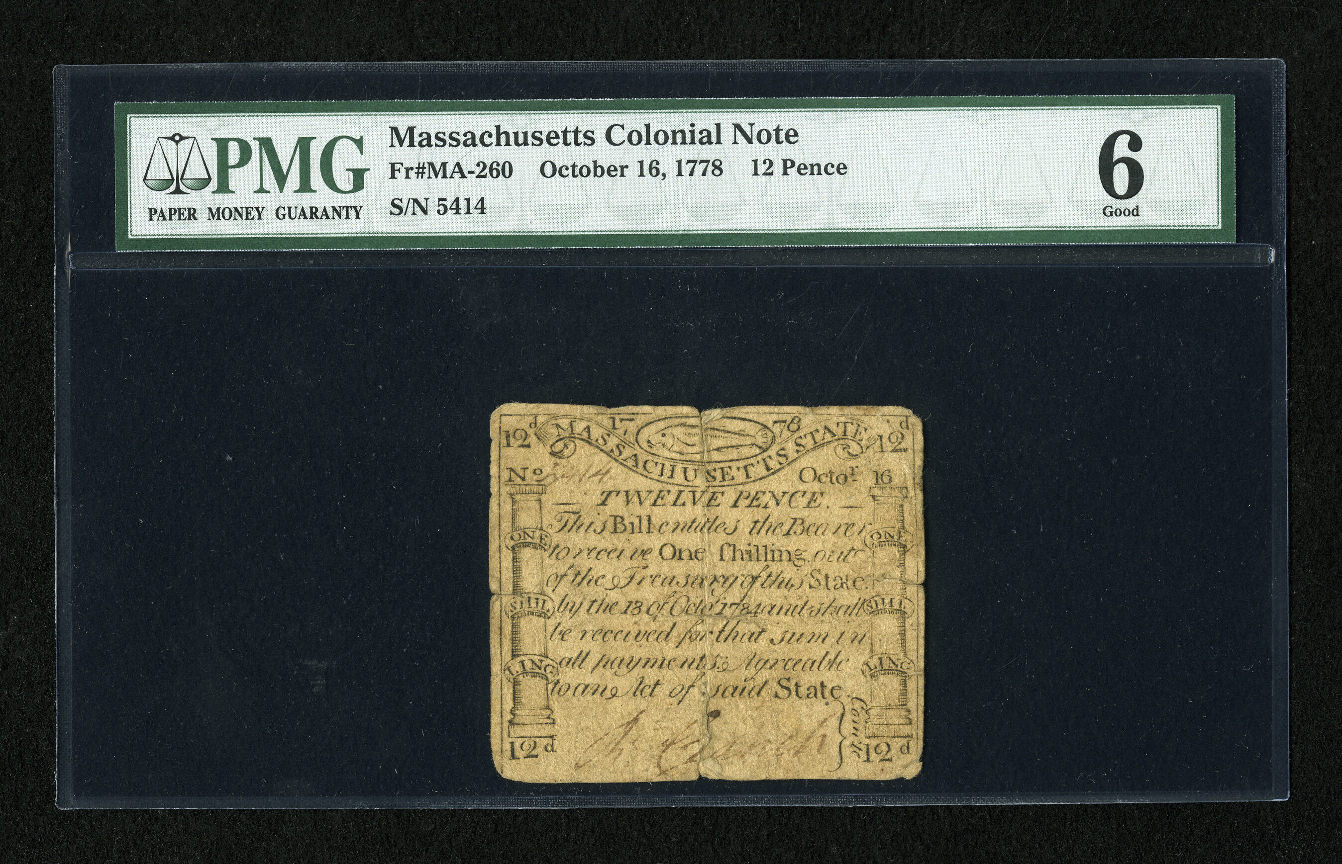 image for: Massachusetts October 16, 1778 12d PMG Good 6....