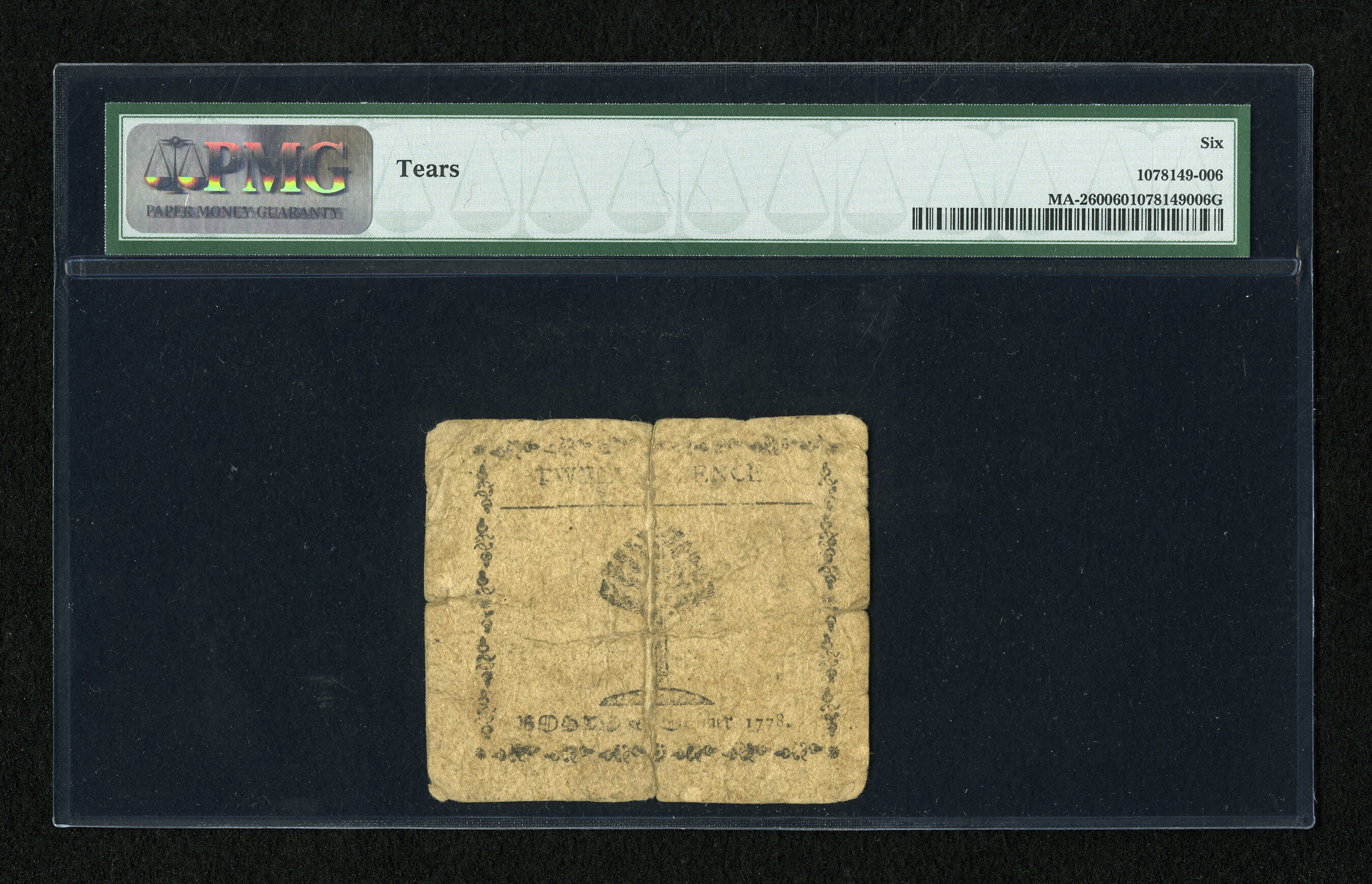 image for: Massachusetts October 16, 1778 12d PMG Good 6....