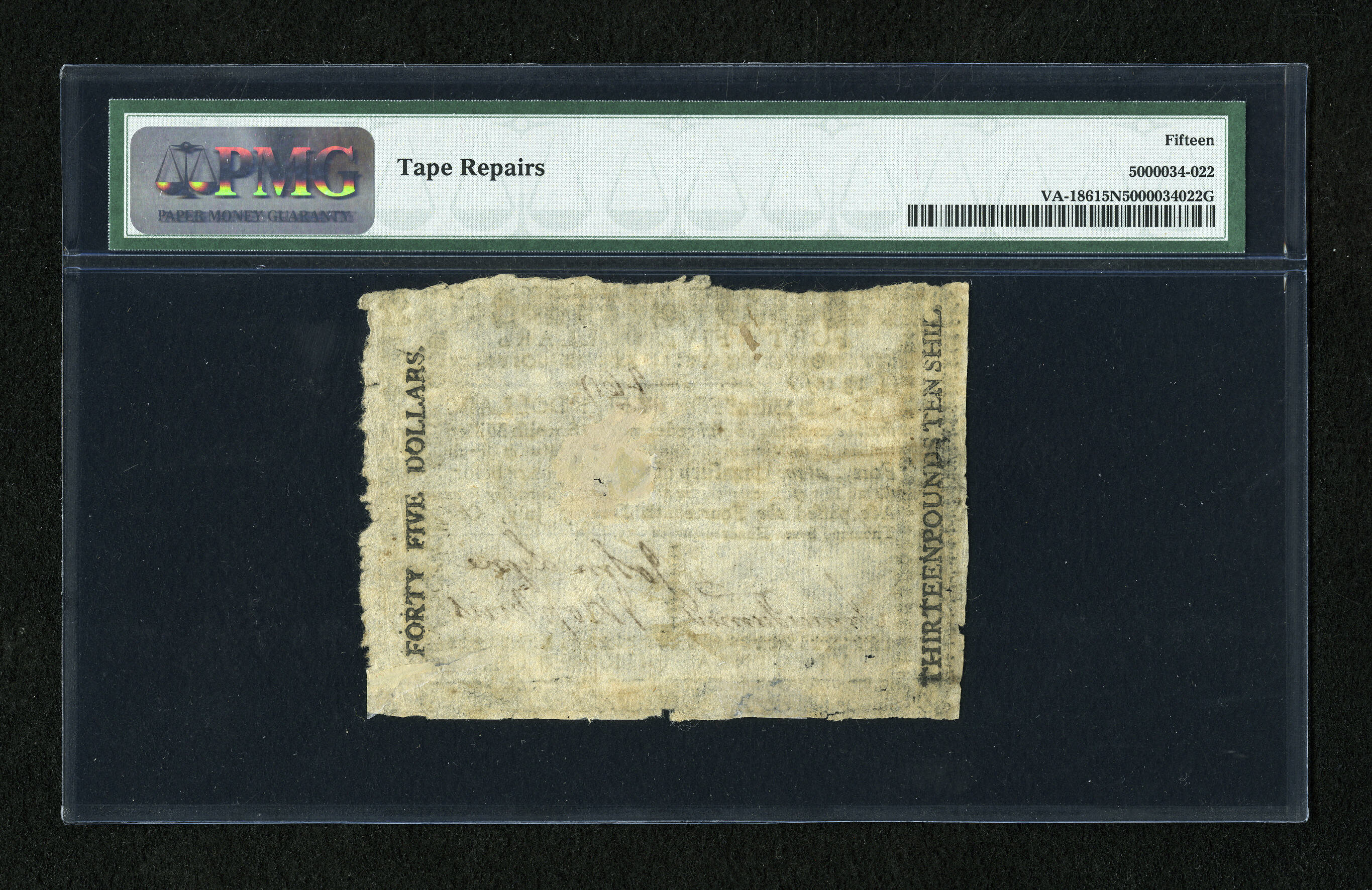 image for: Virginia July 14, 1780 $45 PMG Choice Fine 15 Net....