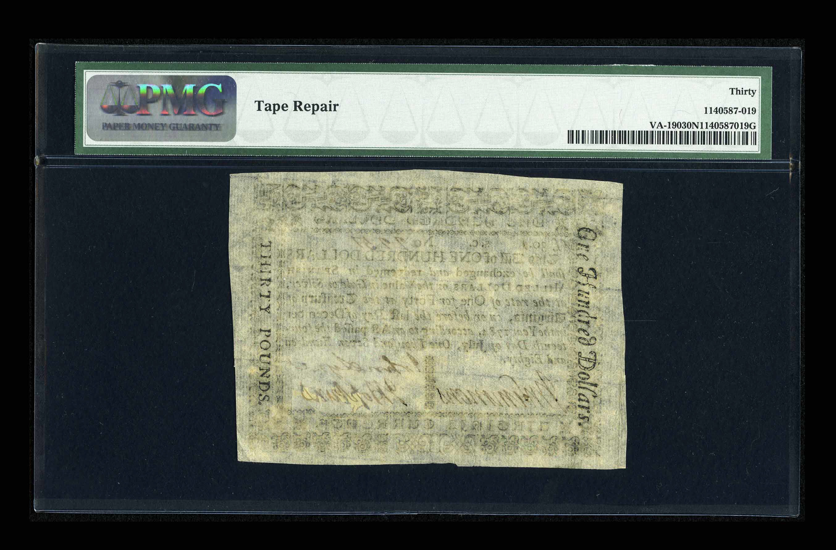 image for: Virginia July 14, 1780 $100 PMG Very Fine 30 Net....