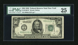 image for: Fr. 2100-B* $50 1928 Federal Reserve Star Note. PMG Very Fine 25....