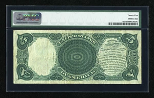 image for: Fr. 89 $5 1907 Legal Tender PMG Very Fine 25....