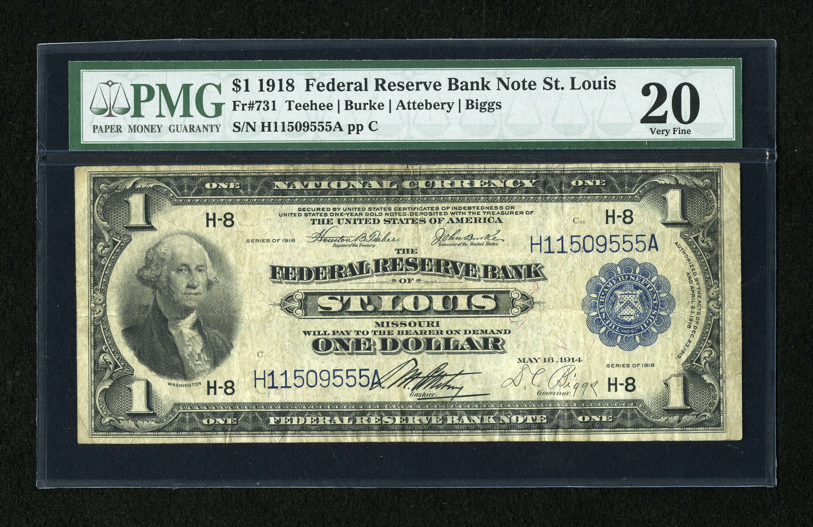 image for: Fr. 731 $1 1918 Federal Reserve Bank Note PMG Very Fine 20....