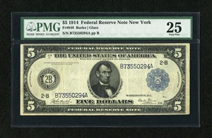 image for: Fr. 849 $5 1914 Federal Reserve Note PMG Very Fine 25....