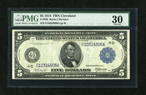 image for: Fr. 856 $5 1914 Federal Reserve Note PMG Very Fine 30....