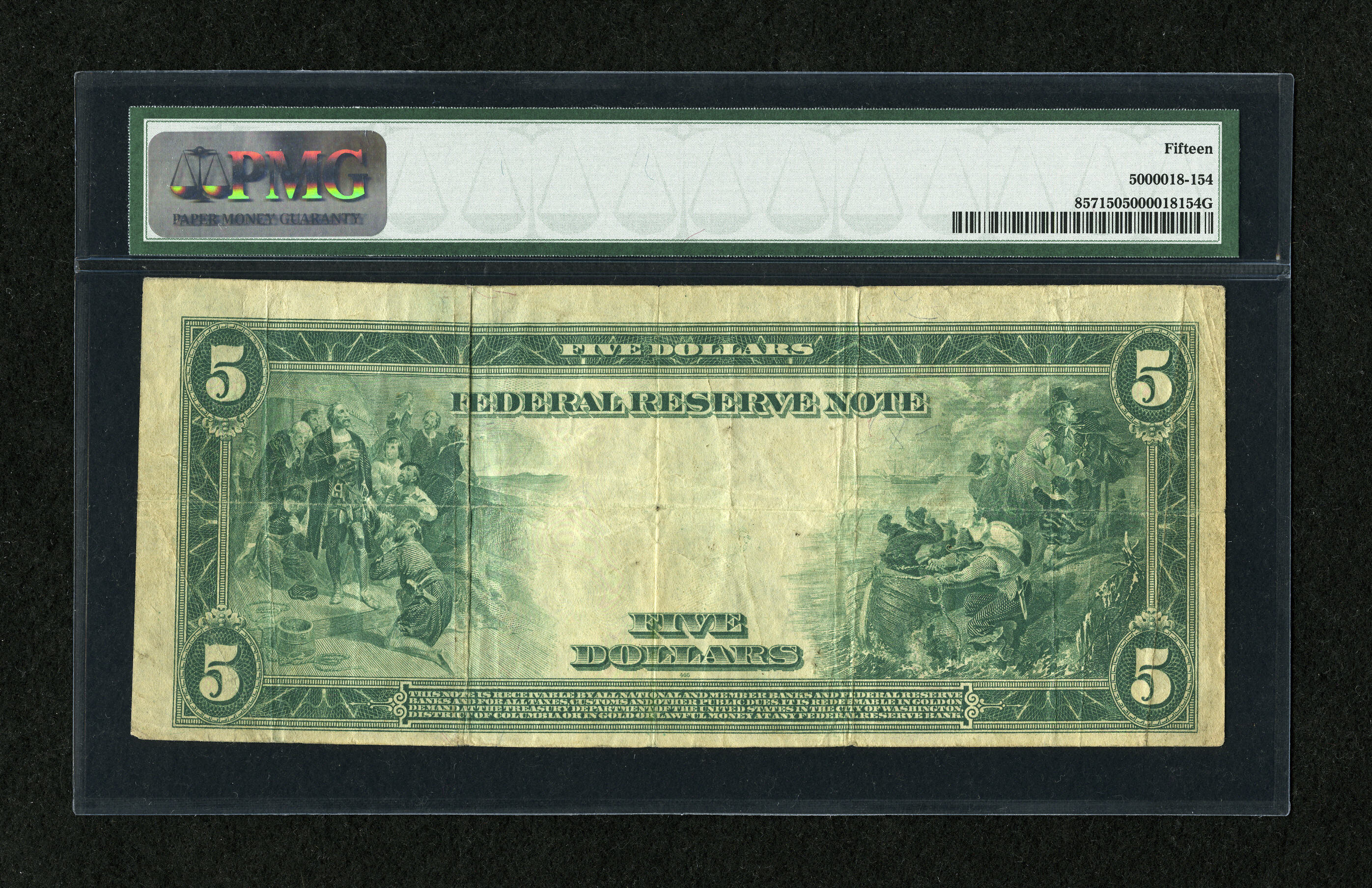 image for: Fr. 857 $5 1914 Federal Reserve Note PMG Choice Fine 15....