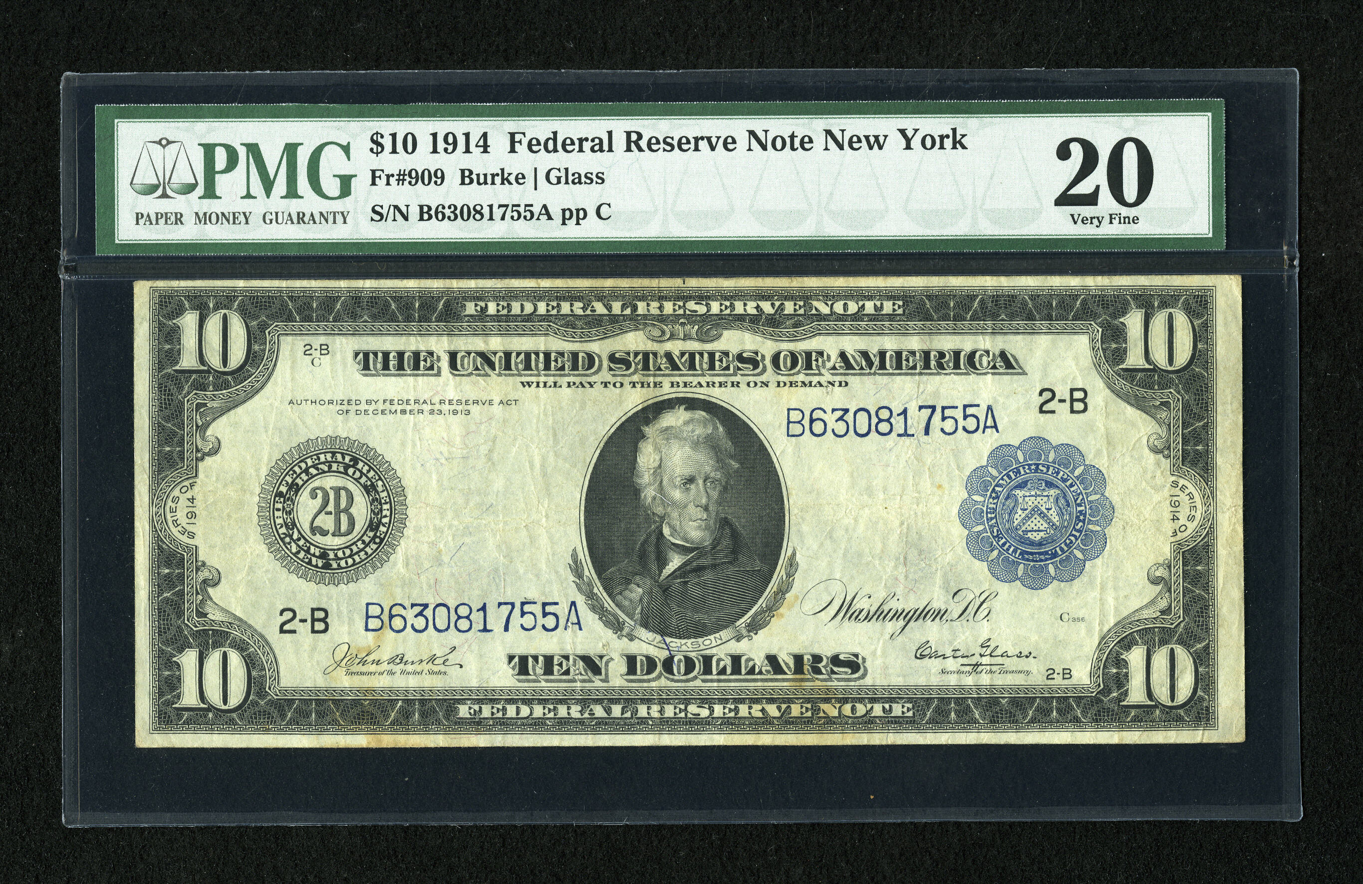 image for: Fr. 909 $10 1914 Federal Reserve Note PMG Very Fine 20....