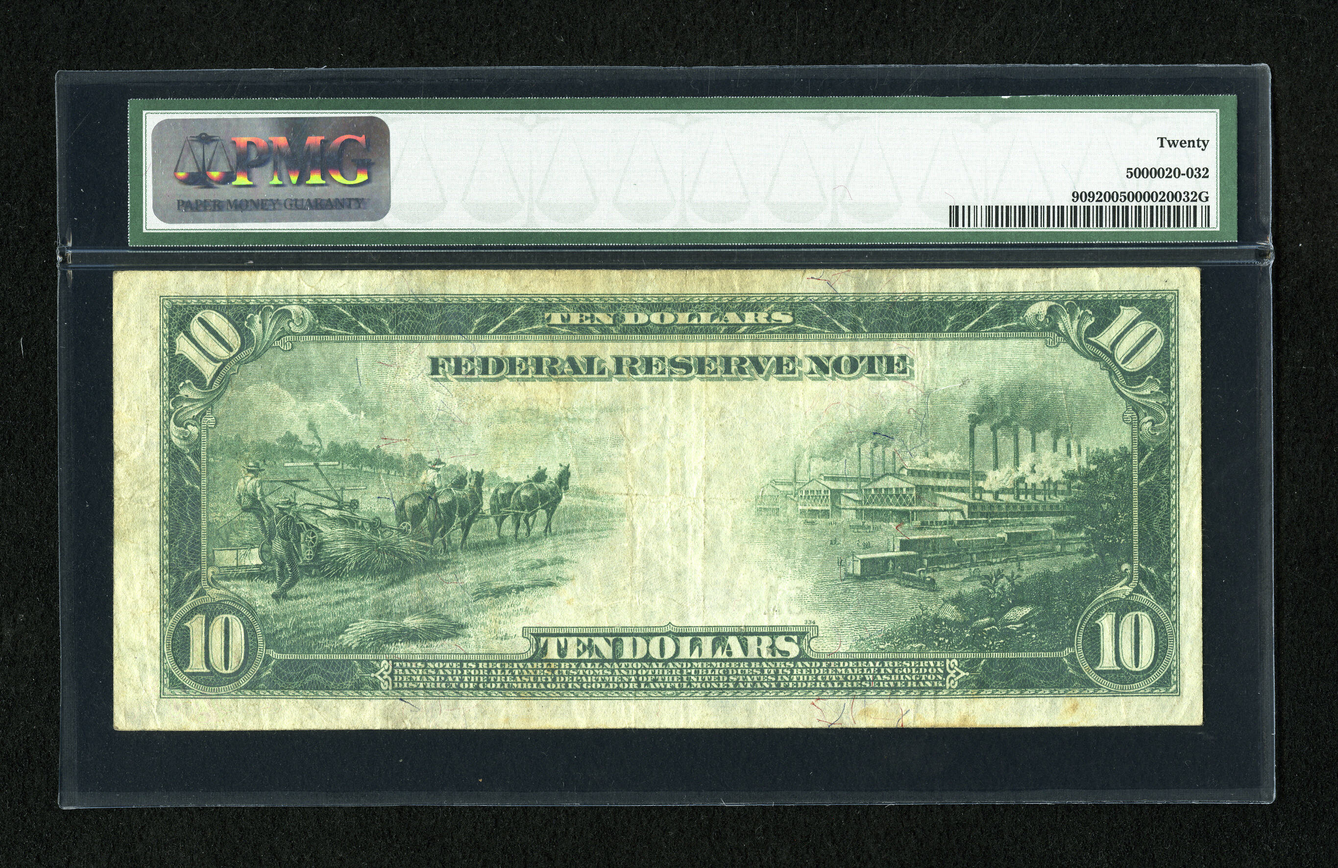 image for: Fr. 909 $10 1914 Federal Reserve Note PMG Very Fine 20....