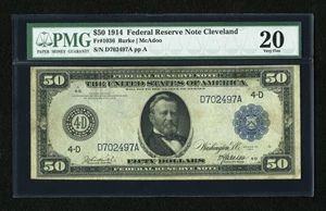 image for: Fr. 1036 $50 1914 Federal Reserve Note PMG Very Fine 20....