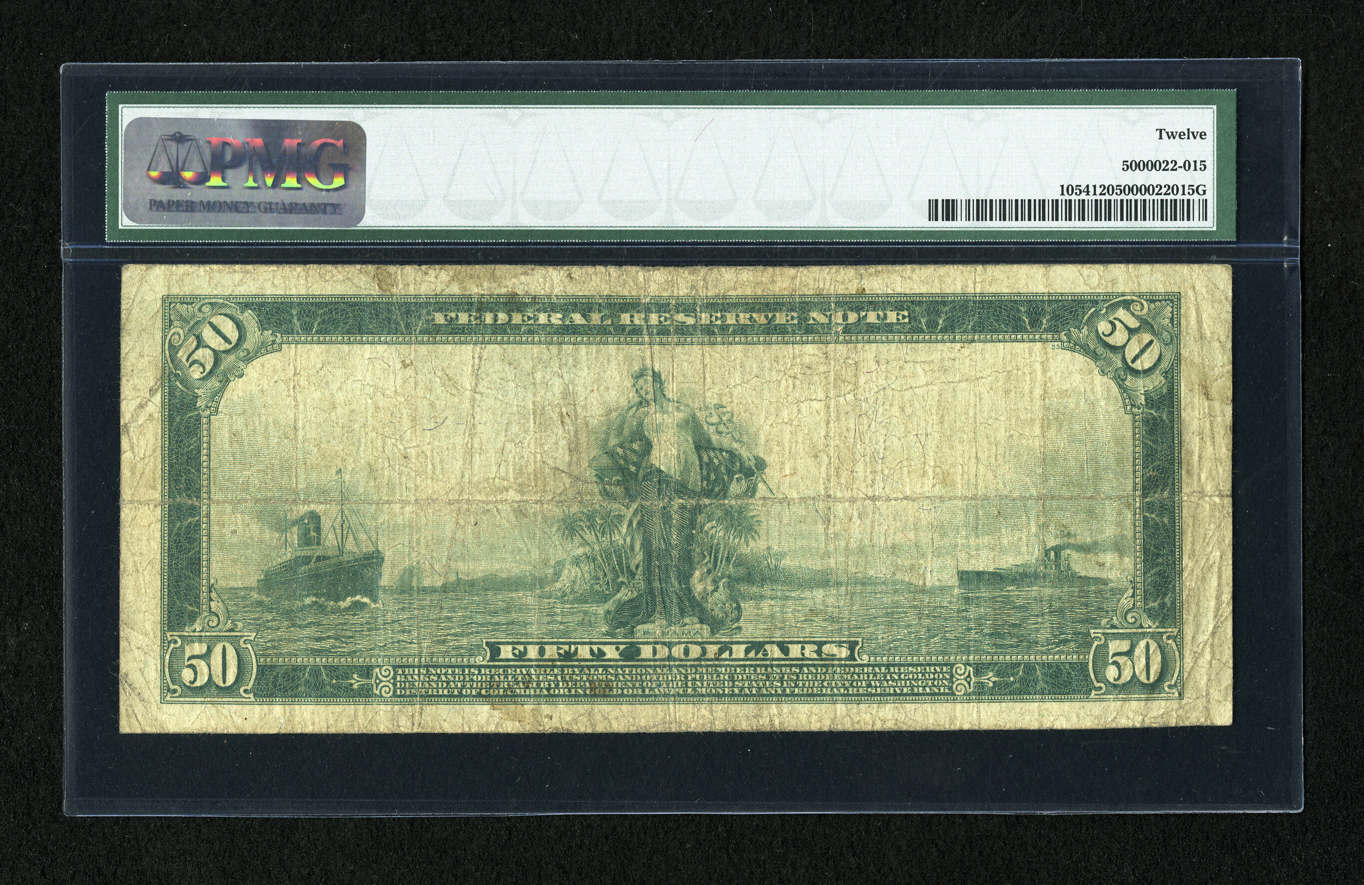 image for: Fr. 1054 $50 1914 Federal Reserve Note PMG Fine 12....