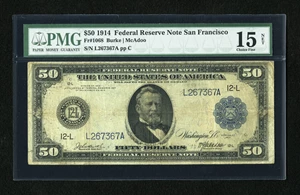 image for: Fr. 1068 $50 1914 Federal Reserve Note PMG Choice Fine 15 Net....