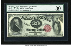 image for: Fr. 144 $20 1880 Legal Tender PMG Very Fine 30....