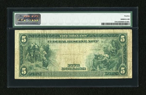 image for: Fr. 876 $5 1914 Federal Reserve Note PMG Fine 12....