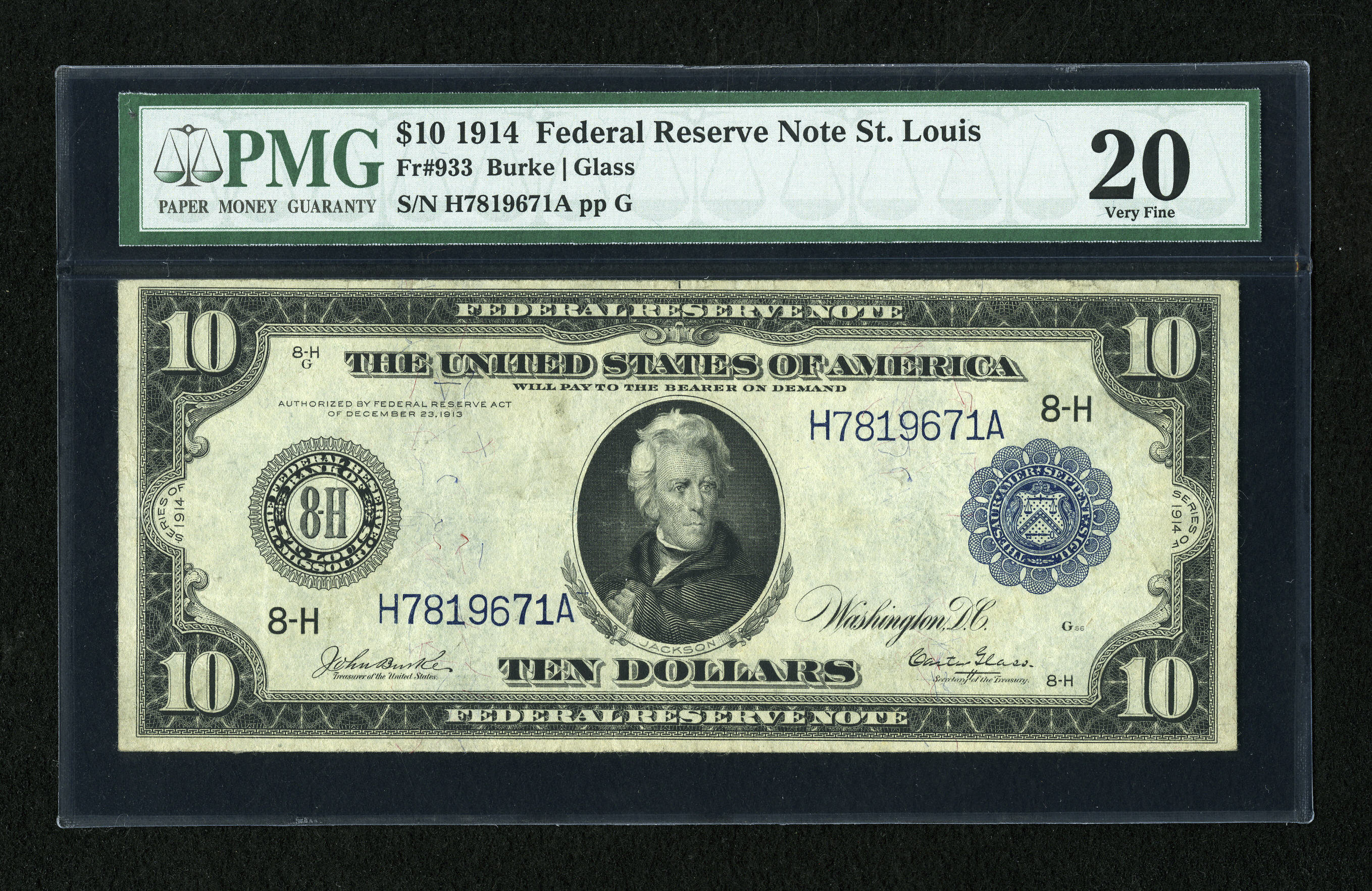 image for: Fr. 933 $10 1914 Federal Reserve Note PMG Very Fine 20....