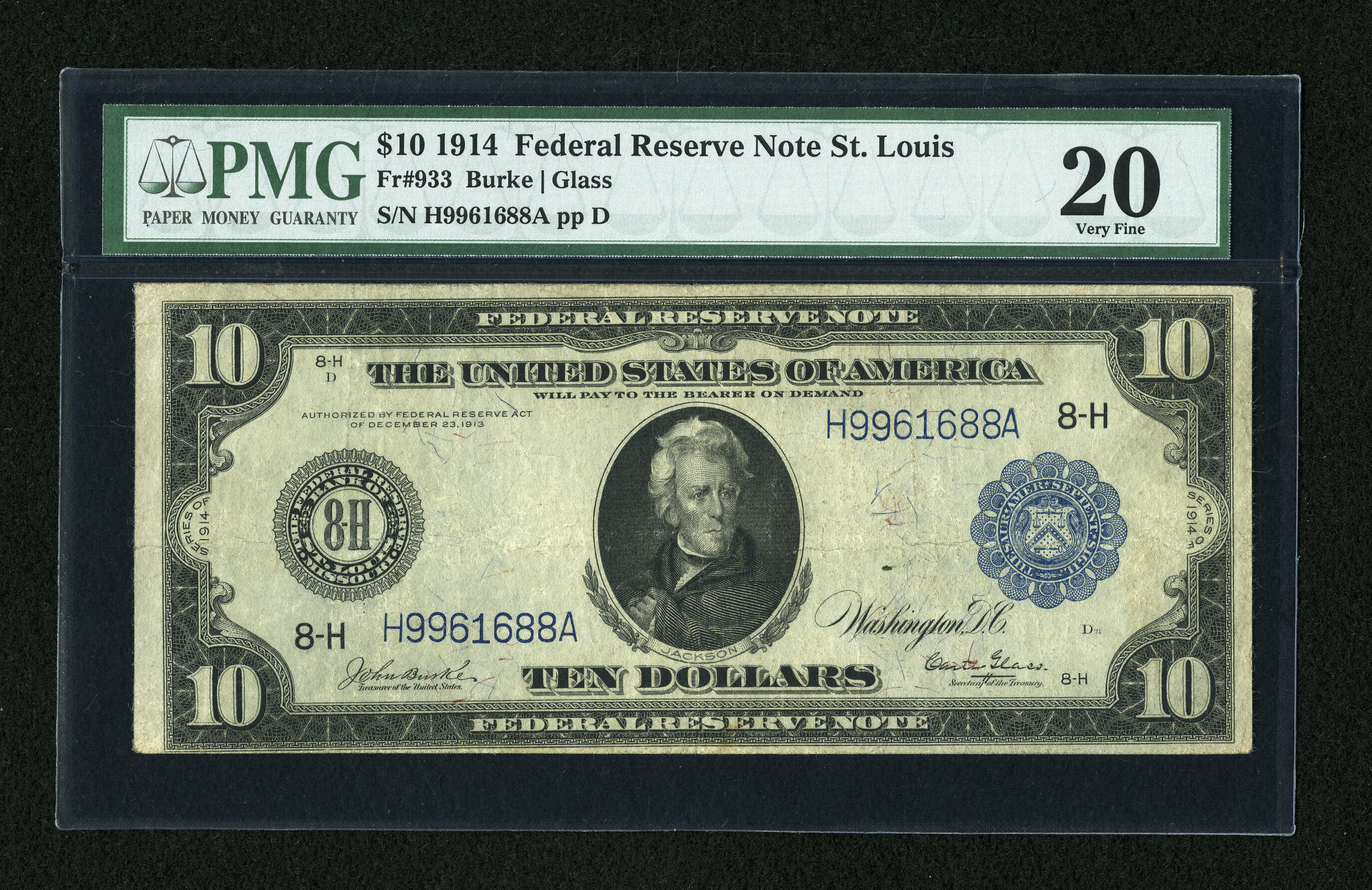 image for: Fr. 933 $10 1914 Federal Reserve Note PMG Very Fine 20....