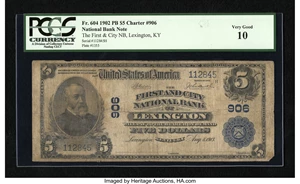 image for: Lexington, KY - $5 1902 Plain Back Fr. 604 The First & City NB Ch. # 906...