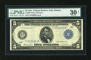 image for: Fr. 866 $5 1914 Federal Reserve Note PMG Very Fine 30 Net....