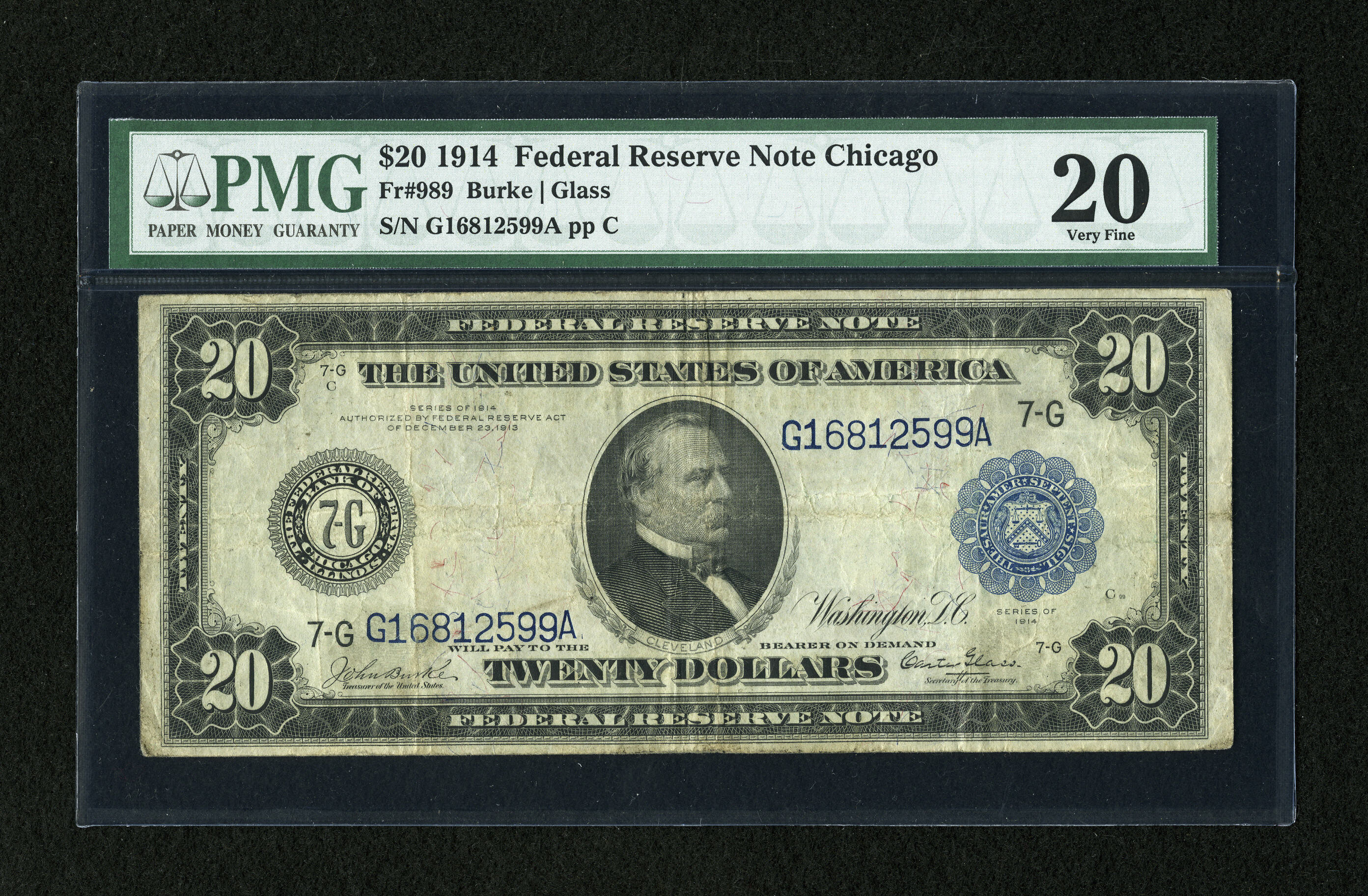 image for: Fr. 989 $20 1914 Federal Reserve Note PMG Very Fine 20....