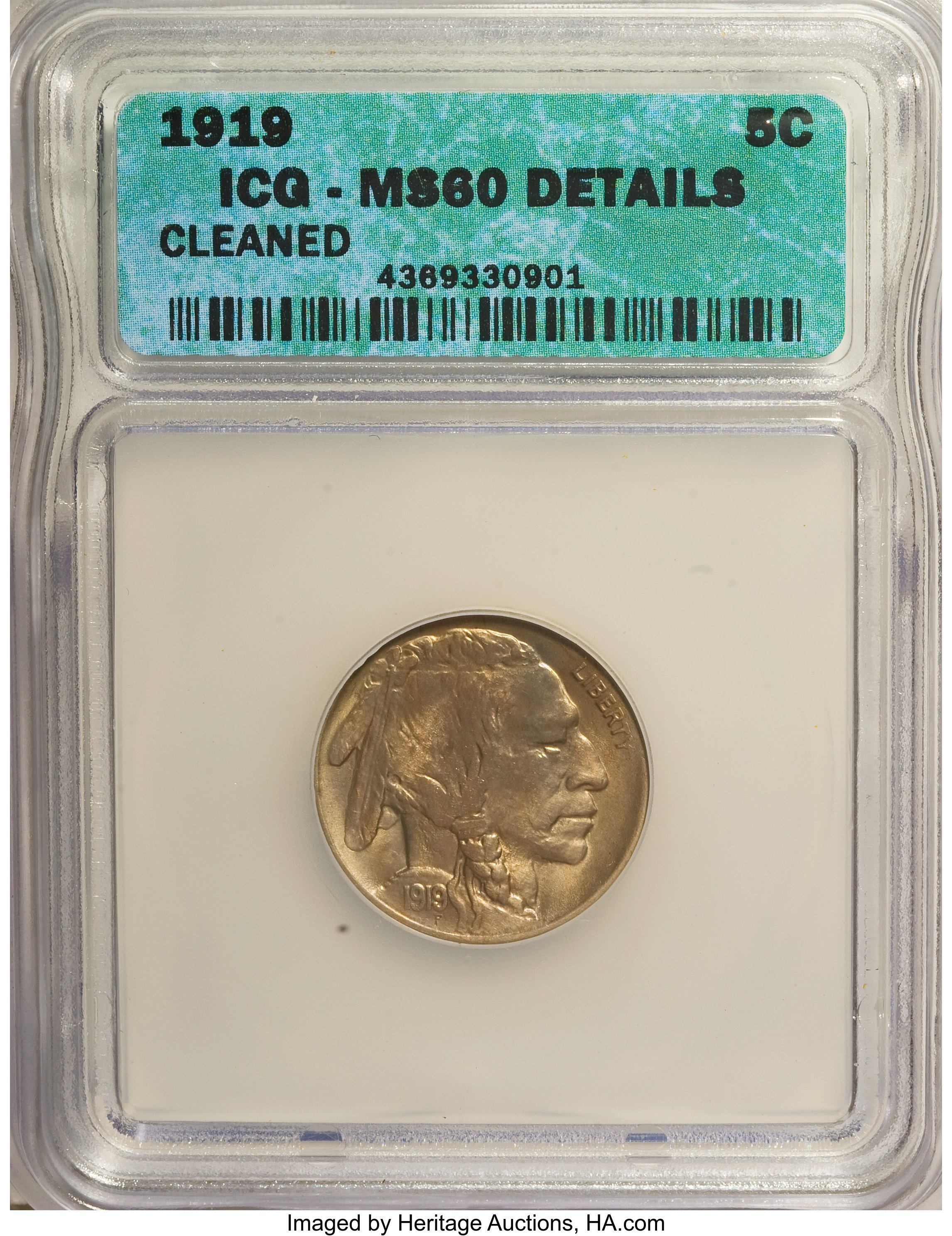 1919 5C --Cleaned--ICG. MS60 Details. NGC Census: (0/864). PCGS Population (4/1343). Mintage: 60,868,000. Numismedia Wsl. Pr...