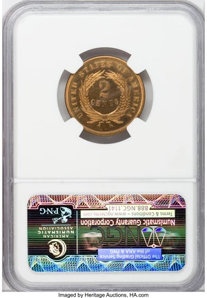 image for: 1871 2C PR65 Red Cameo NGC....