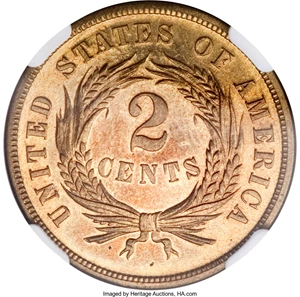 image for: 1871 2C PR65 Red Cameo NGC....