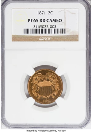 image for: 1871 2C PR65 Red Cameo NGC....
