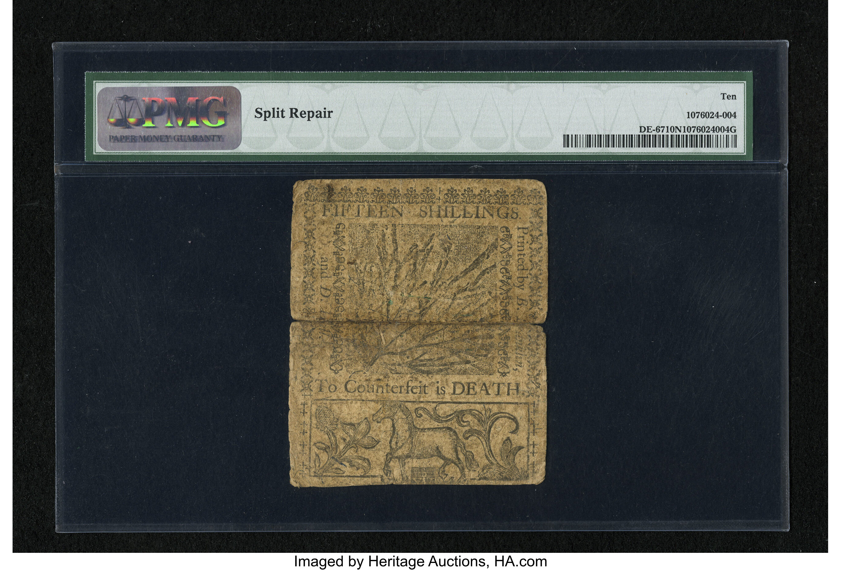 image for: Delaware June 1, 1759 15s PMG Very Good 10 Net....