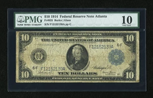 image for: Fr. 925 $10 1914 Federal Reserve Note PMG Very Good 10....
