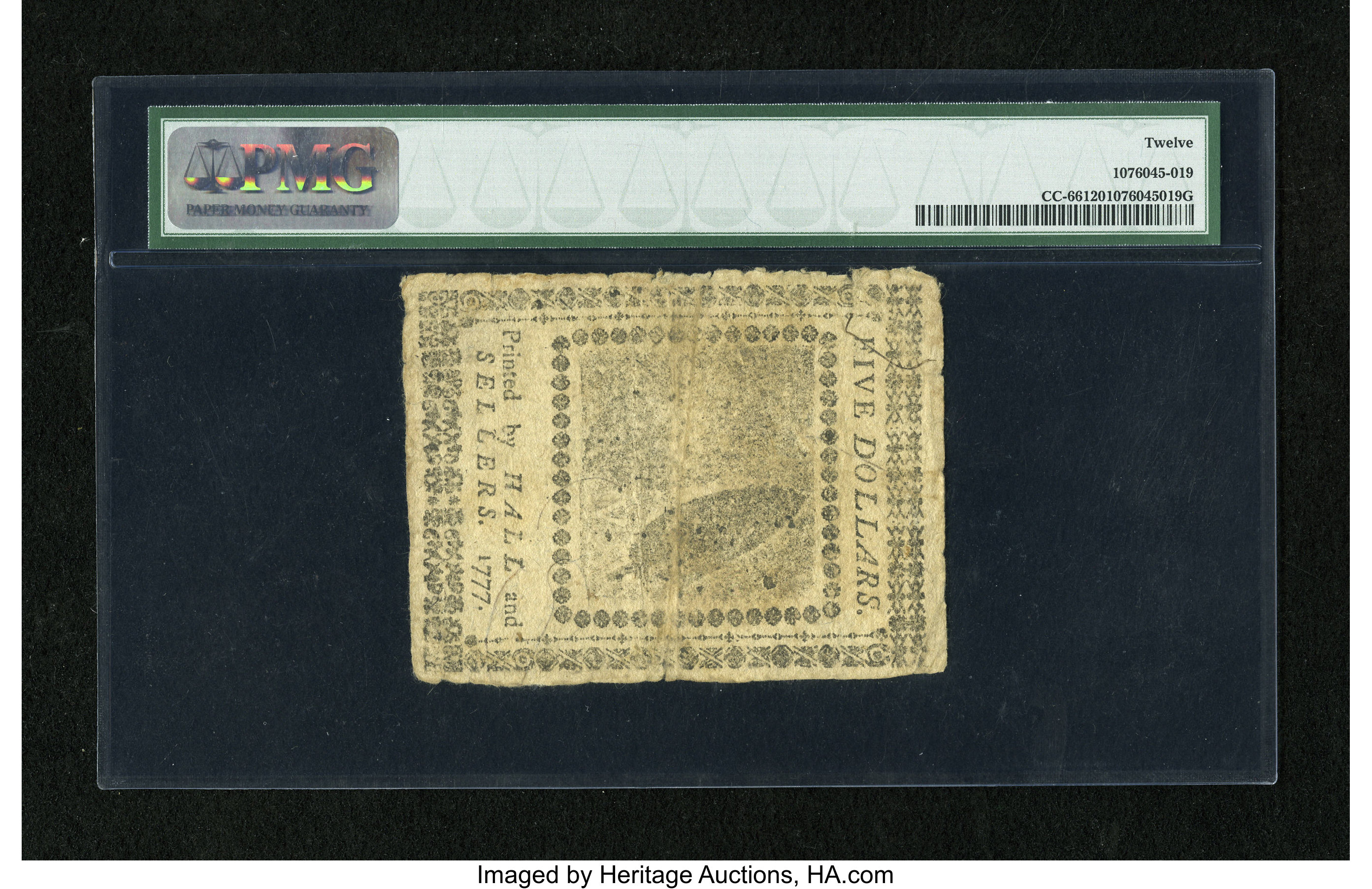 image for: Continental Currency May 20, 1777 $5 PMG Fine 12....