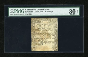 image for: Connecticut June 1, 1780 20s PMG Very Fine 30 Net....
