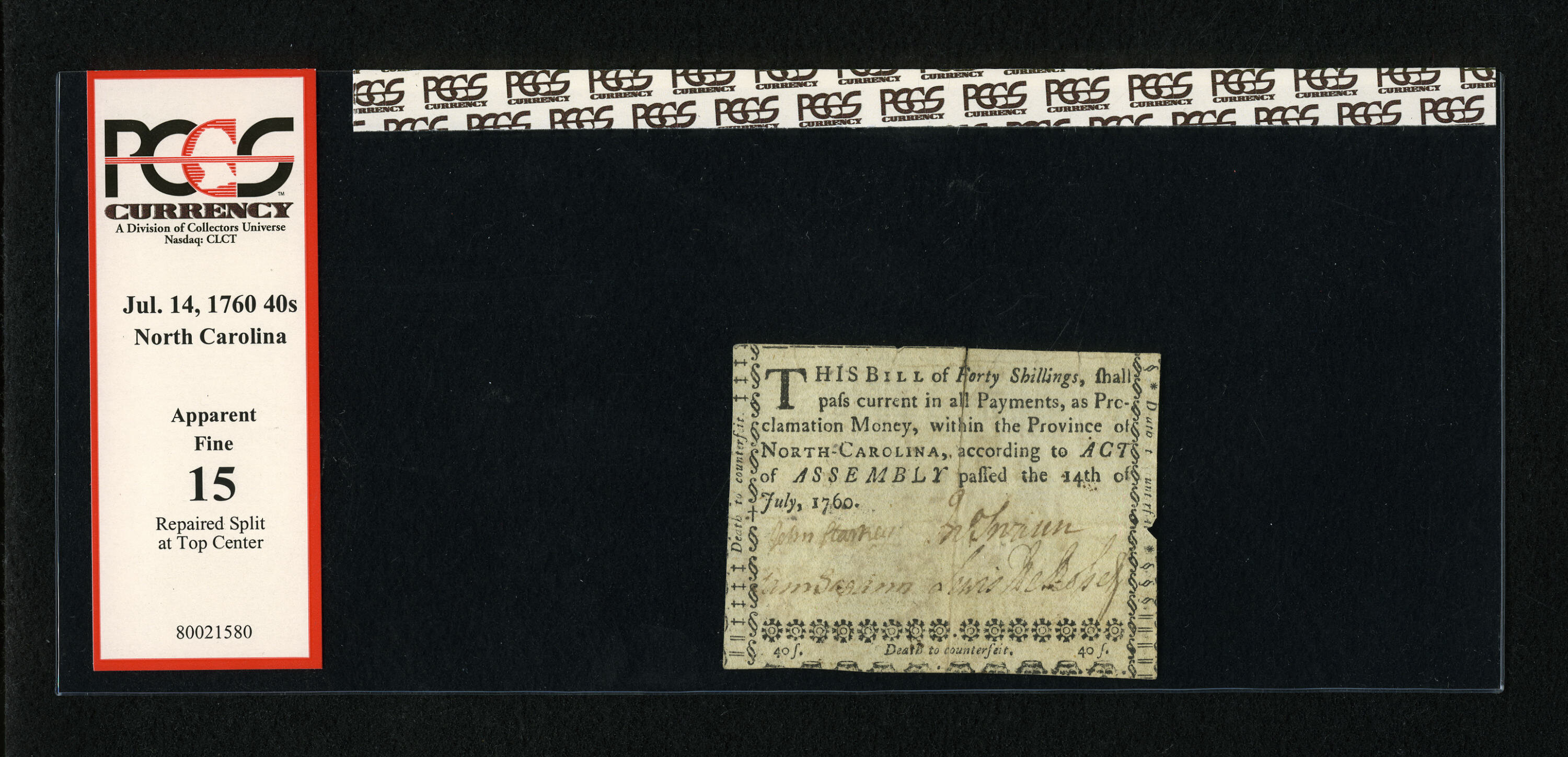 image for: North Carolina July 14, 1760 40s PCGS Apparent Fine 15....